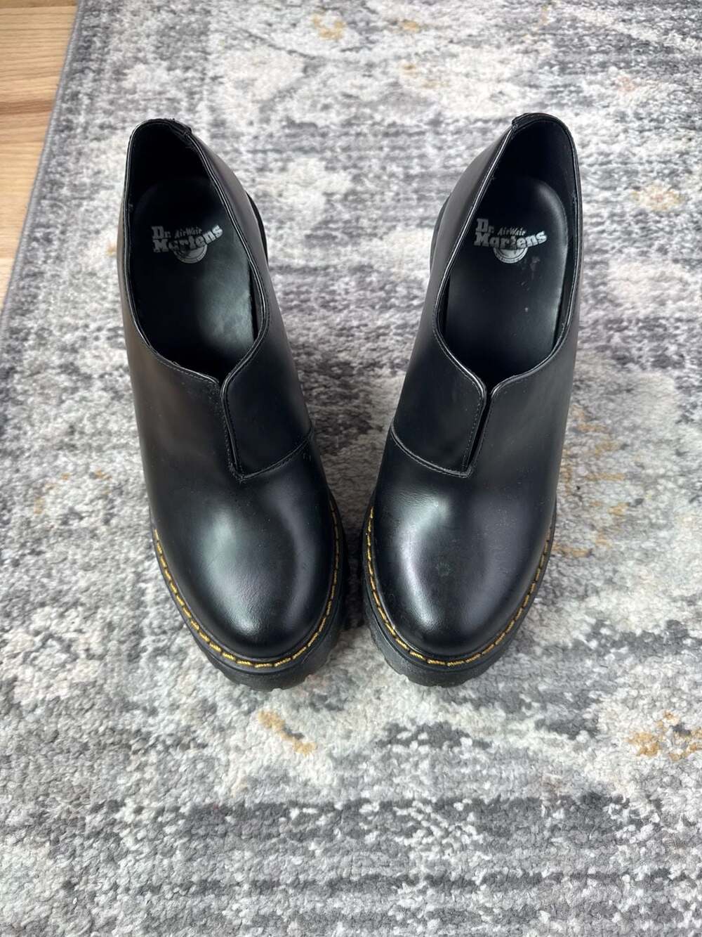 Dr. Martens Cordelia Black Leather Platform Heeled Shoes Size US 7